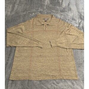 R&R Casuals Sweater Mens XL Brown Long Sleeve Collar Cashmere Wool Silk Pullover